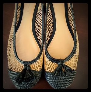 Zara braided Raffia Tassle flats